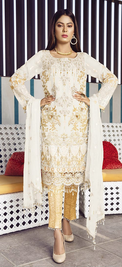 FOR PARTY LOVERS IN STYLE ORGANZA 3 PC EXTRA LUXURY SUIT